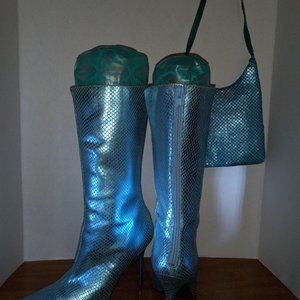 ALDO Metallic Mid-Calf Leather Boots